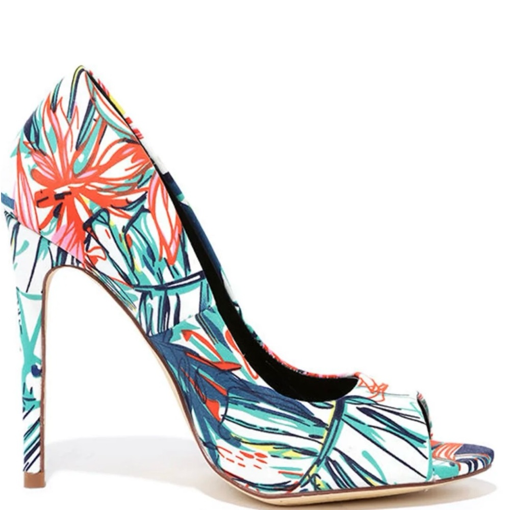 Liliana Sexy Floral Hadid Peep Toe Stiletto Pump sz8